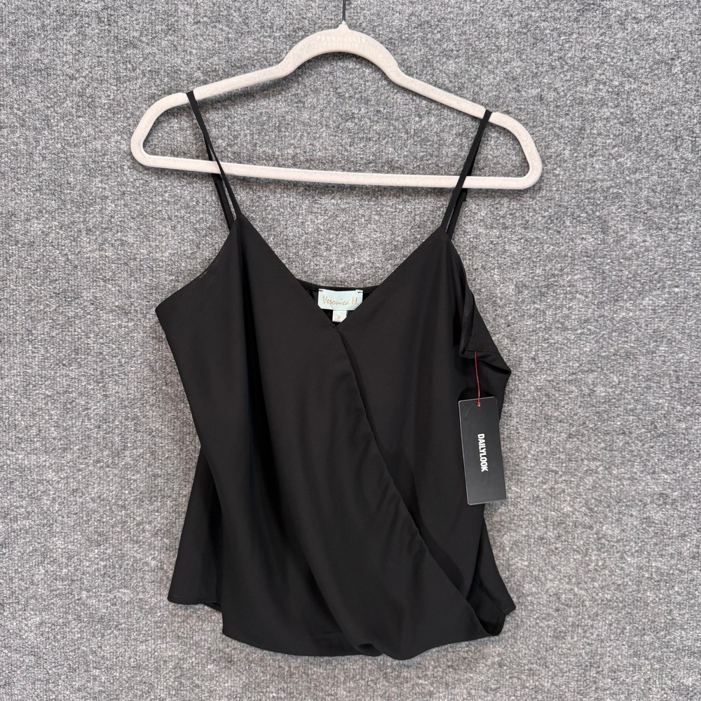 Veronica M Los Angeles Cami Top Women Small‎ Black Spaghetti Strap Blouse NEW